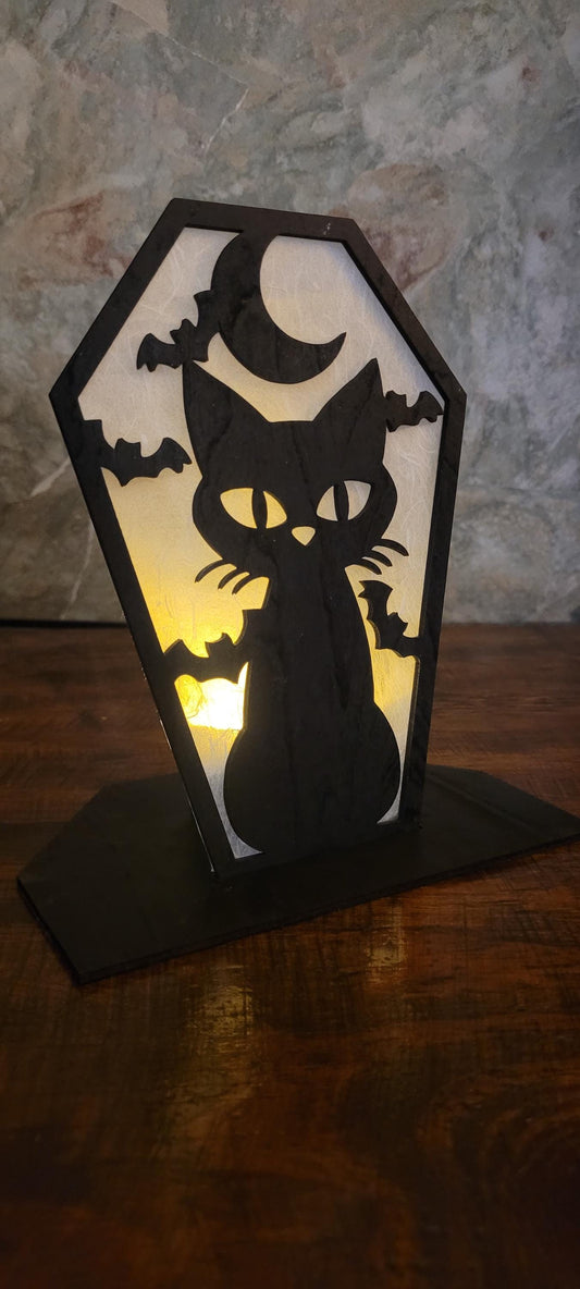 Halloween Tea Light Stand Cat