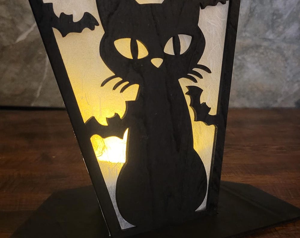 Halloween Tea Light Stand Cat