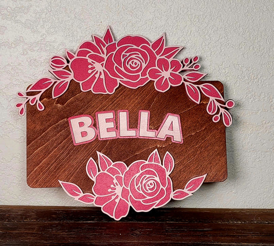 Nursery Name Plaque (floral rectangle)