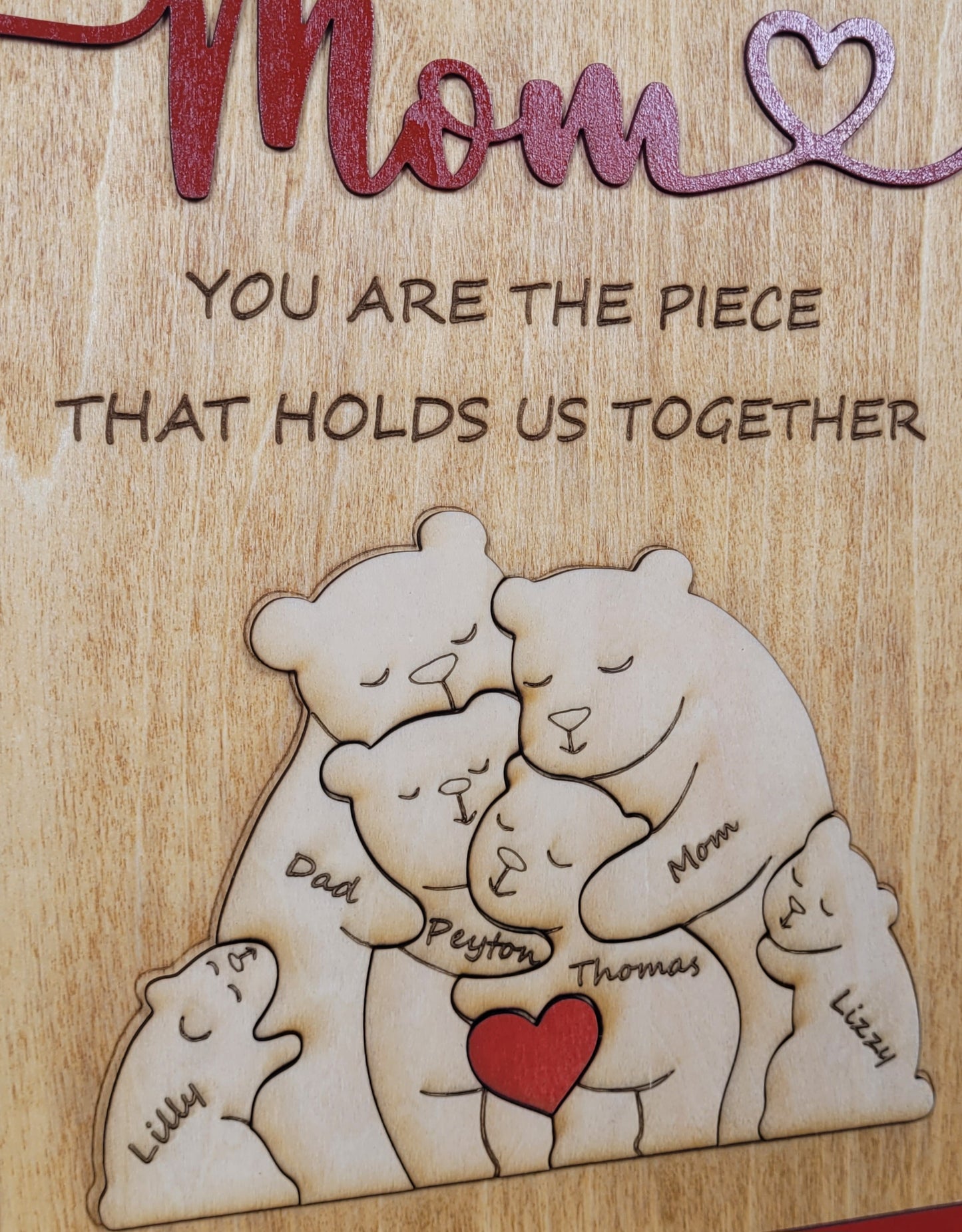 Family Bear Plaque with Personalization (6 Names)