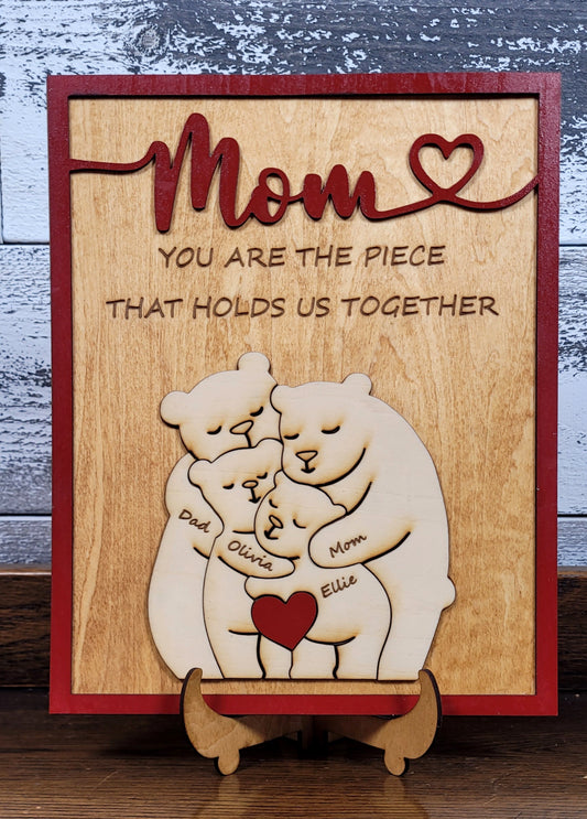 Family Bear Plaque with Personalization(4 Names)